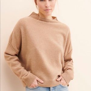 NWT Pilcro Anthropologie Alani Cashmere Mock Neck Oversized Sweater XS Brown